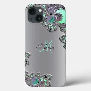 Coque ipad fractal métallique argenté personnalisé
