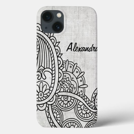 Coque ipad gris Mehndi Motif (Verso)