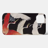 coque ipad japonais vintage de grues textiles (Verso (horizontal))