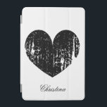 Coque ipad magnétique personnalisé à coeur noir<br><div class="desc">Coque ipad magnétique personnalisé au coeur noir. Personnalisé avec nom dans le texte de script classique. Symbole d'amour vintage avec des lettres élégantes.</div>