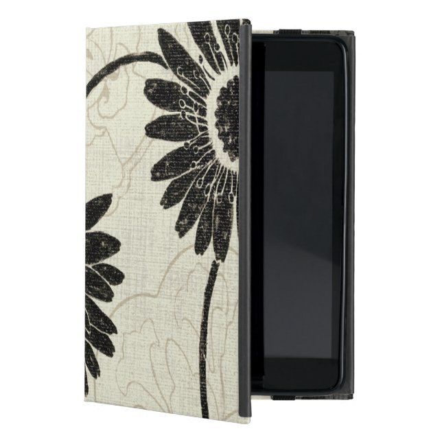 Coque iPad Mini Fleurs noires et blanches (Devant)