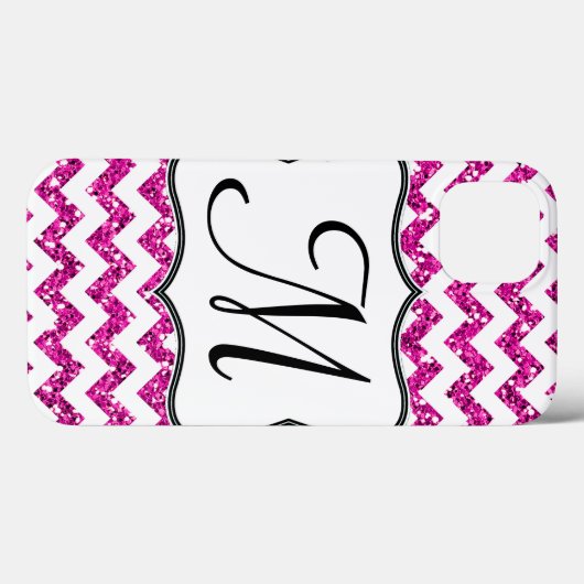Coque ipad Monogramme Fille Chevron rose moderne (Verso (horizontal))