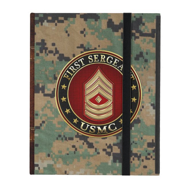 Coque iPad U.S. Marines : Premier sergent (usmc 1stSgt) [3D] (Devant fermé)