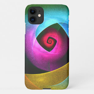 Coque iPhone 11 Bleu orange rose moderne Art Abstrait Motif #24