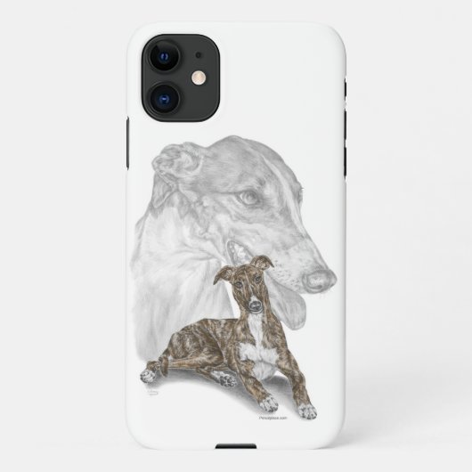 Coque iPhone 11 Brindle Greyhound Chig Art (Dos)