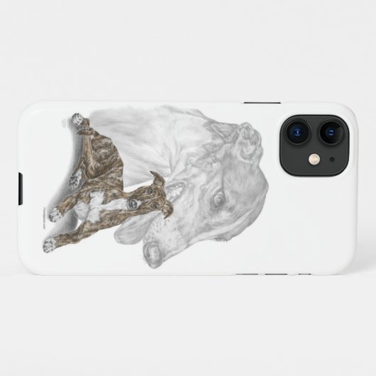 Coque iPhone 11 Brindle Greyhound Chig Art (Dos Horizontal)