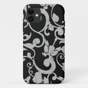 Coque iPhone 11 Coque iphone de Parties scintillant florales noir 