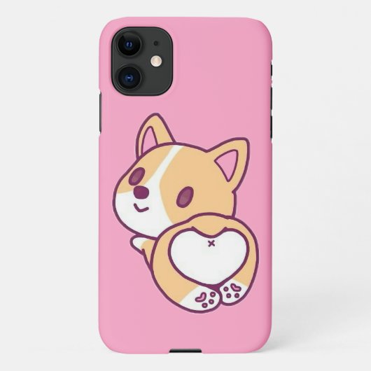 Coque iPhone 11 Cute Corgi Puppy Love (Dos)