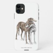 Coque iPhone 11 Deux Greyhound Friends Dog Art (Dos)