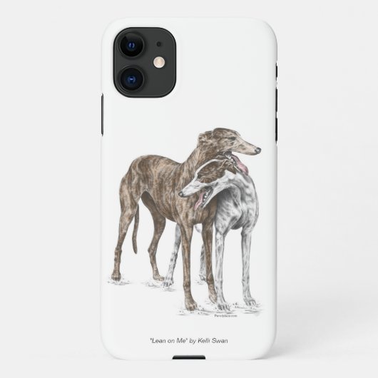 Coque iPhone 11 Deux Greyhound Friends Dog Art (Dos)