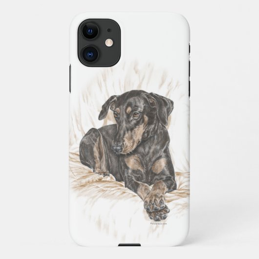 Coque iPhone 11 Doberman Chien oreilles naturelles (Dos)