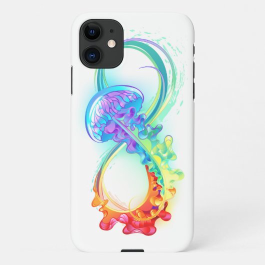 Coque iPhone 11 Infinity avec Rainbow Jellyfish (Dos)
