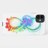 Coque iPhone 11 Infinity avec Rainbow Jellyfish (Dos Horizontal)