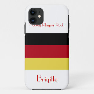 Coque iPhone 11 Joueurs de hockey Rock!-drapeau allemand+Nom