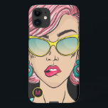 Coque iPhone 11 Retro Girl Funny Face Monogramme initial noir<br><div class="desc">Un décor rétro branché avec des lunettes de soleil sur le visage de la fille et un arrière - plan noir classique avec un monogramme initial sur le côté inférieur gauche. Personnalisez facilement votre initiale et vous pouvez également changer la couleur arrière - plan et de police si vous le...</div>