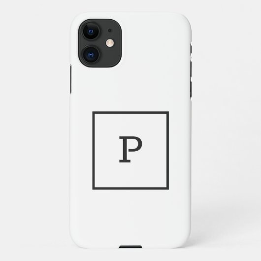 Coque iPhone 11 SIMPLE MONOGRAMME BLANC NOIR PERSONNALISÉ Ca (Dos)