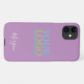Coque iPhone 11 Votre logo/Art/Photo, Nom du script blanc, Lavande (Dos Horizontal)