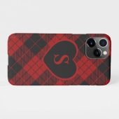 Coque iPhone 11Pro à damiers Monogramme Noël Rouge Buffle Plaid (Dos Horizontal)