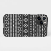 Coque iPhone 11Pro Aztec blanc gris noir Motifs mélangés Motif (Dos Horizontal)