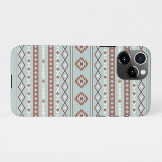 Coque iPhone 11Pro Aztec Mixte Motif Motif Rusts Crème Bleu (Dos Horizontal)