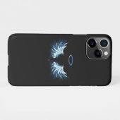 Coque iPhone 11Pro Blue Glowing Angel Wings on black background (Dos Horizontal)