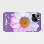 Coque iPhone 11Pro Boho Daisy sur Purple Name Téléphone Case (Dos Horizontal)