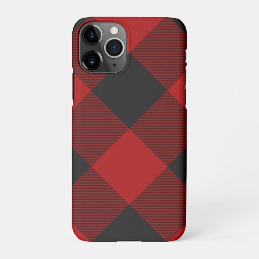 Coque iPhone 11Pro Buffalo Check Red and Black Carrés Plaid (Dos)
