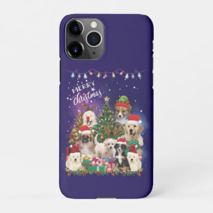 Coque iPhone 11Pro Chiens Joyeux Noël Lumière