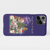 Coque iPhone 11Pro Chiens Joyeux Noël Lumière (Dos Horizontal)