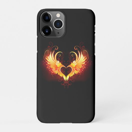 Coque iPhone 11Pro Cœur d'ange de feu avec des ailes (Dos)