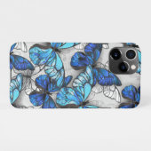 Coque iPhone 11Pro Composition de papillons blancs et bleus (Dos Horizontal)
