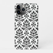 Coque iPhone 11Pro Feuille Damask Lg Motif noir sur blanc (Dos)