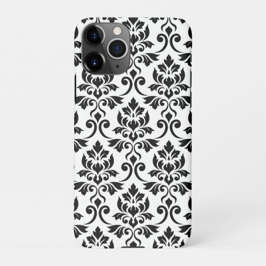 Coque iPhone 11Pro Feuille Damask Lg Motif noir sur blanc (Dos)