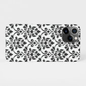 Coque iPhone 11Pro Feuille Damask Lg Motif noir sur blanc (Dos Horizontal)