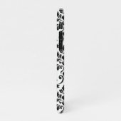 Coque iPhone 11Pro Feuille Damask Lg Motif noir sur blanc (Côté gauche)