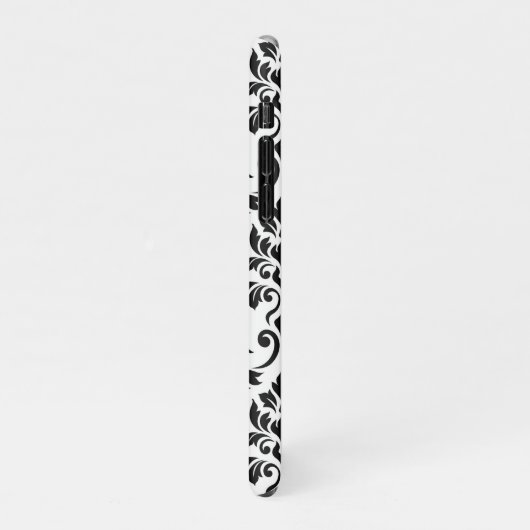 Coque iPhone 11Pro Feuille Damask Lg Motif noir sur blanc (Côté gauche)