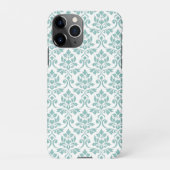 Coque iPhone 11Pro Feuille Damask Motif Turquoise (Dos)