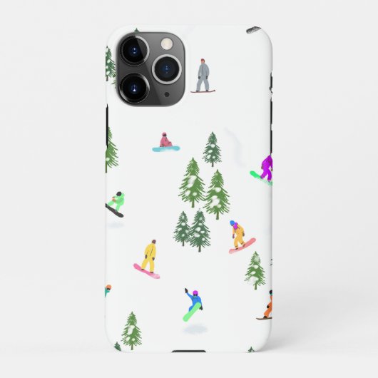 Coque iPhone 11Pro Freeride Snowboarder Illustration de snowboard (Dos)
