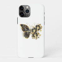 Gold flower Butterfly with Black Orchid