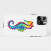 Coque iPhone 11Pro Hippocampe polygonal arc-en-ciel (Dos Horizontal)