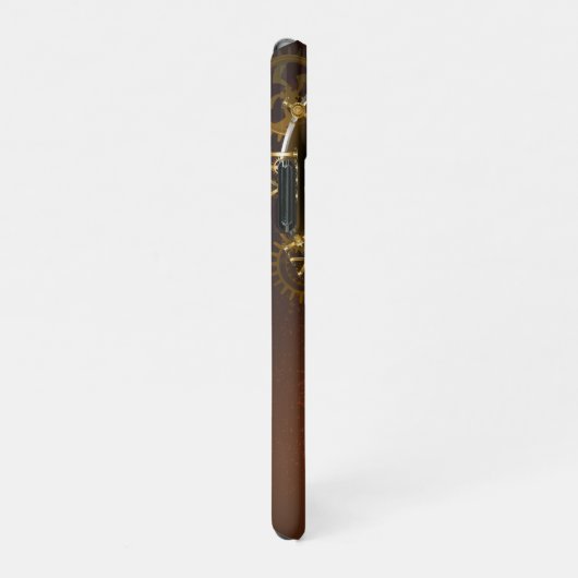 Coque iPhone 11Pro Horloge Steampunk avec des engrenages anciens (Côté droit)