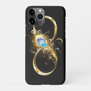 Coque iPhone 11Pro Infinité avec plume de paon doré