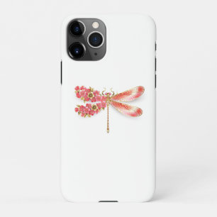 Coque iPhone 11Pro libellule de fleurs avec sakura de bijoux