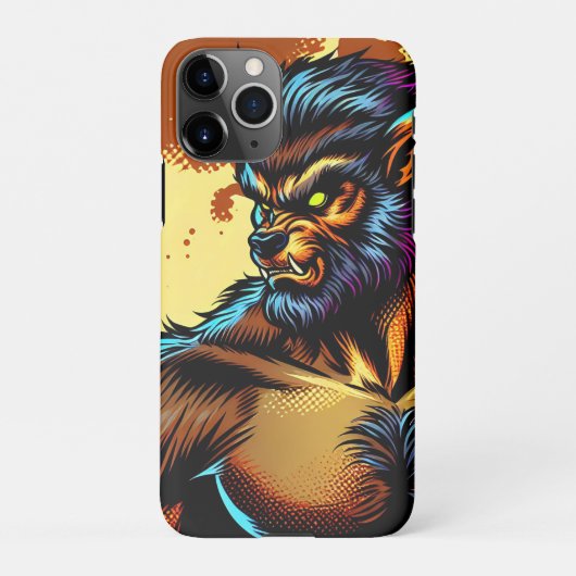Coque iPhone 11Pro Loup-garou de style bande dessinée devant la plein (Dos)