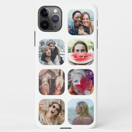 Coque iPhone 11Pro Max 7 Carré Photo Collage Modèle blanc (Dos)