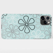 Coque iPhone 11Pro Max Abstrait Big Flower Outlines BWG+Duck Egg Blue (Dos Horizontal)