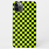 Coque iPhone 11Pro Max Acid green black checkerboard pattern (Dos)