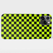 Coque iPhone 11Pro Max Acid green black checkerboard pattern (Dos Horizontal)
