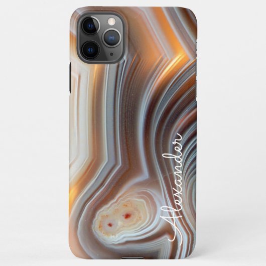 Coque iPhone 11Pro Max Agate personnalisé Nom manuscrit tendance moderne (Dos)