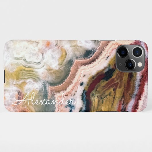 Coque iPhone 11Pro Max Agate personnalisé Nom manuscrit tendance moderne (Dos Horizontal)